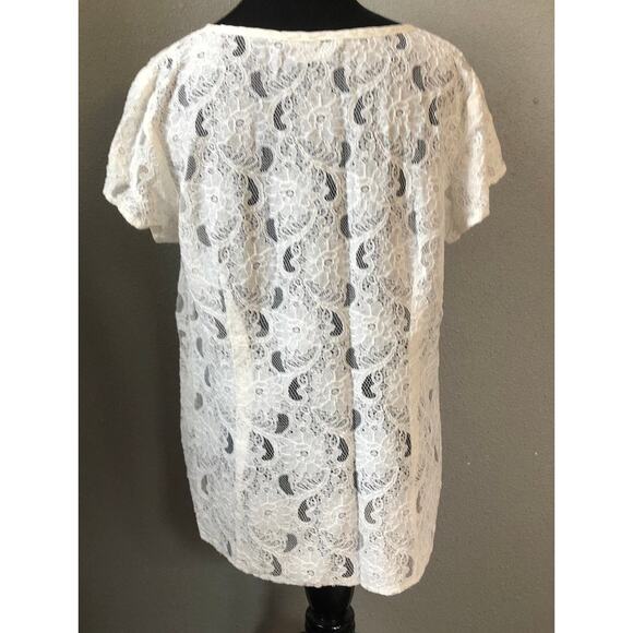 Van Heusen Studio crocheted ruffle front blouse women's size large - Picture 3 of 5